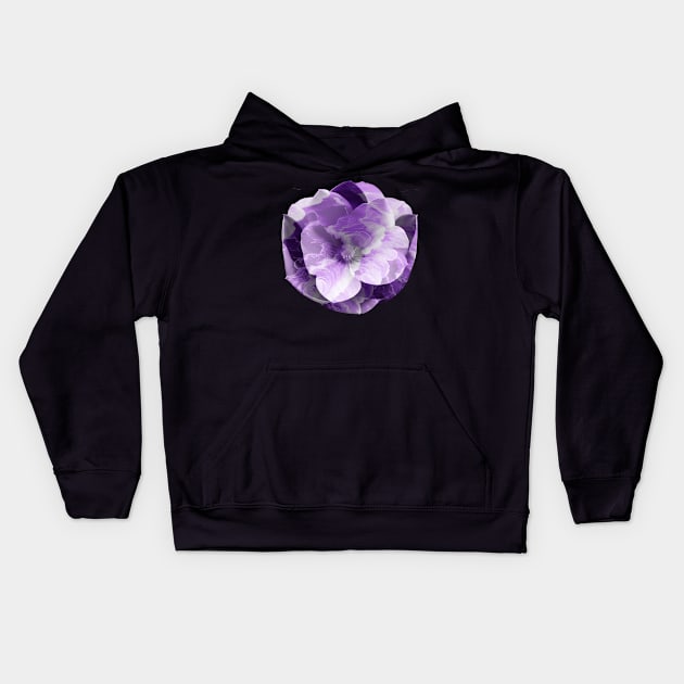 Abstract Purple Waves Flower Kids Hoodie by Geomhectic